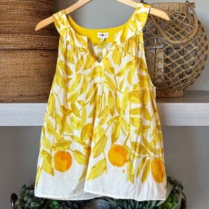 Anthropologie Citrus Print Sleeveless Top Cotton/Silk Blend  We Love Vera